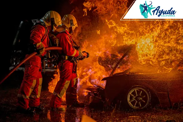 fiery crash on the 10 Freeway in Los Angeles